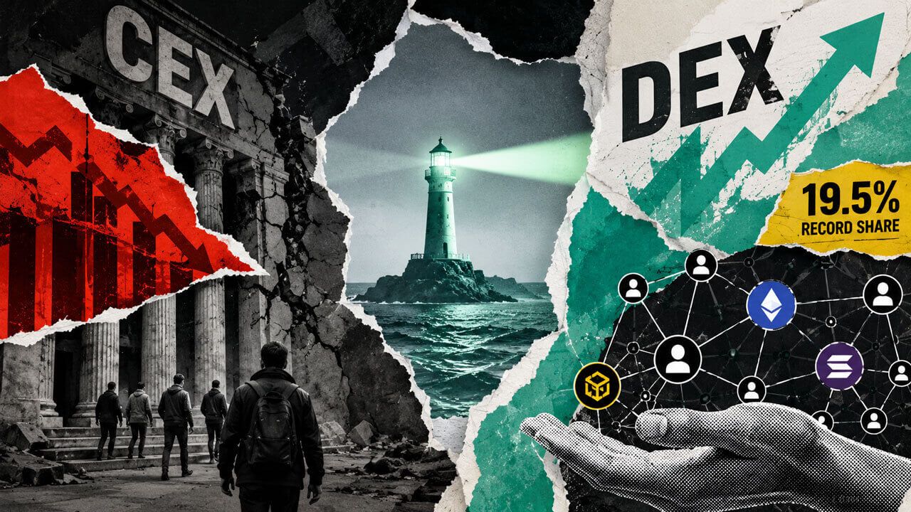 DEX Share of Crypto Spot Trading Hits Record 19.5% as CEX Volume Plunges